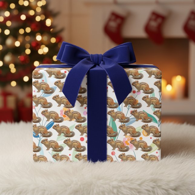 Hojas de papel de ajuste de Chipmunk divertido (Fun Chipmunk Wrapping Paper Sheets)