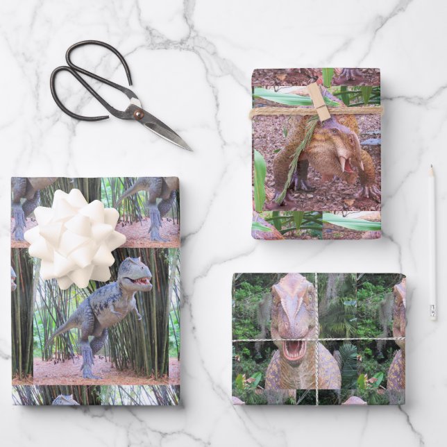 Hojas de papel de ajuste de dinosaurios - 3 diseño (Anverso)