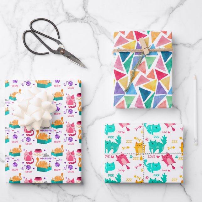 Hojas de papel de ajuste de gatos (Anverso)