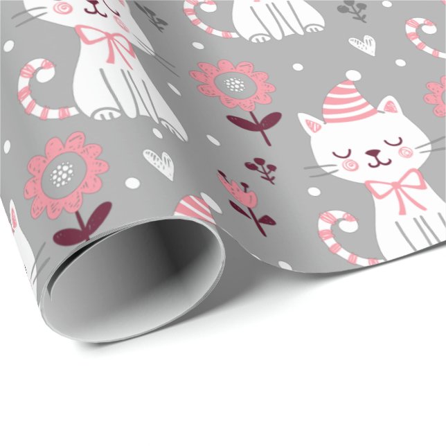 Hojas de papel de ajuste de gatos para navidades (Esquina del rollo)