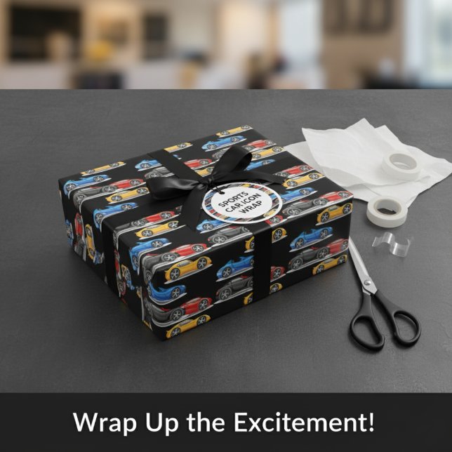 Hojas de papel de ajuste de iconos de los coches d (Sports Car Icon Wrapping Paper Sheets)