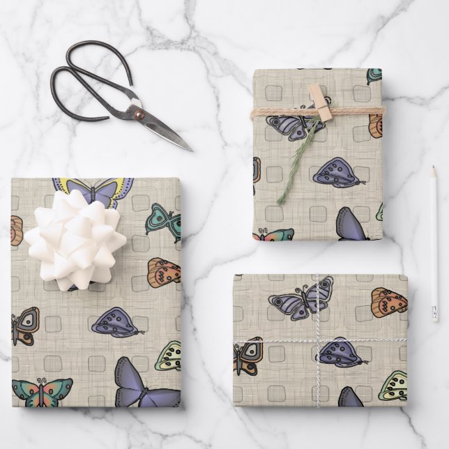 Hojas de papel de ajuste de mariposas (Anverso)
