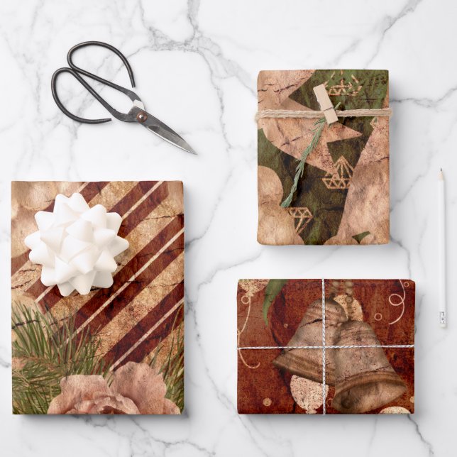 Hojas de papel de ajuste de Navidad antiguas (Anverso)