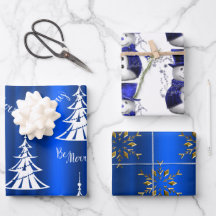 Hojas de papel de ajuste de Navidades azules