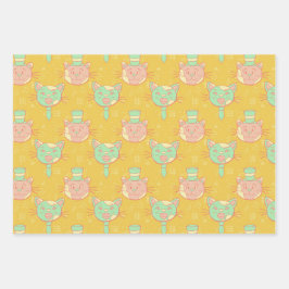 Hojas de papel de ajuste de patrones de gato