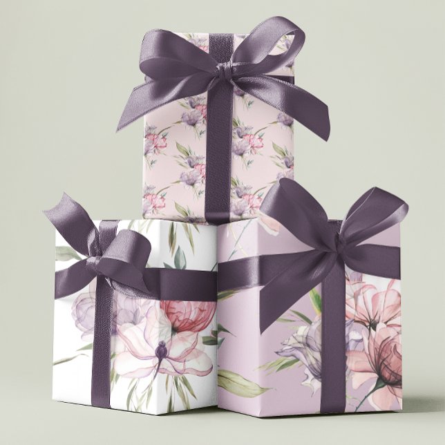 Hojas de papel de ajuste de Rosa Boho (Celebrate someone special with these watercolor floral wrapping paper sheets! )