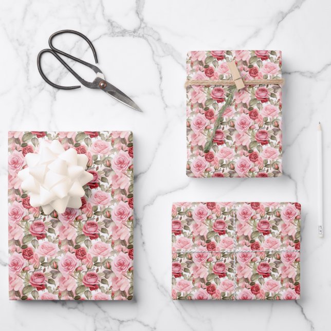 Hojas de papel de ajuste de rosas (Anverso)