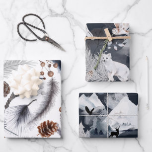 Hojas de papel de ajuste del paisaje invernal azul