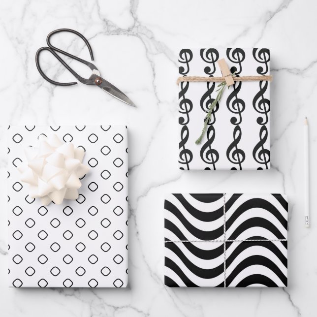 Hojas de papel de ajuste en blanco y negro (Anverso)
