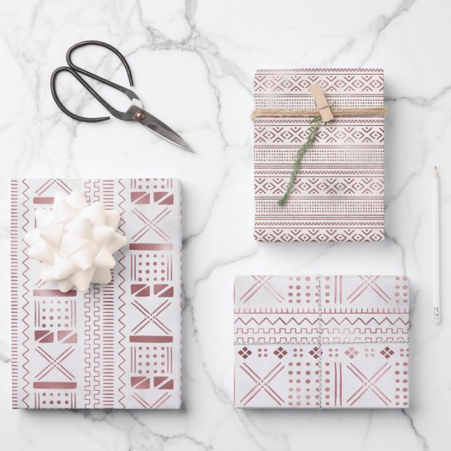 Hojas de papel de ajuste geográfico metálico Rosa (Anverso)