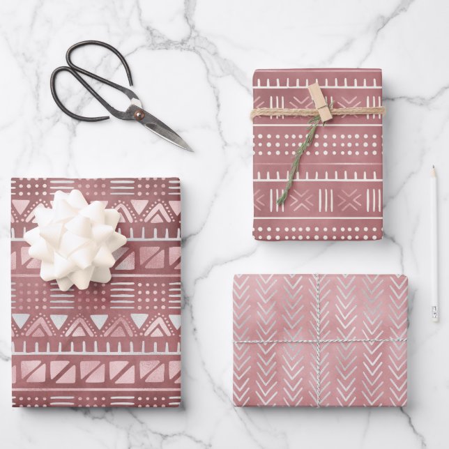 Hojas de papel de ajuste geográfico metálico Rosa (Anverso)