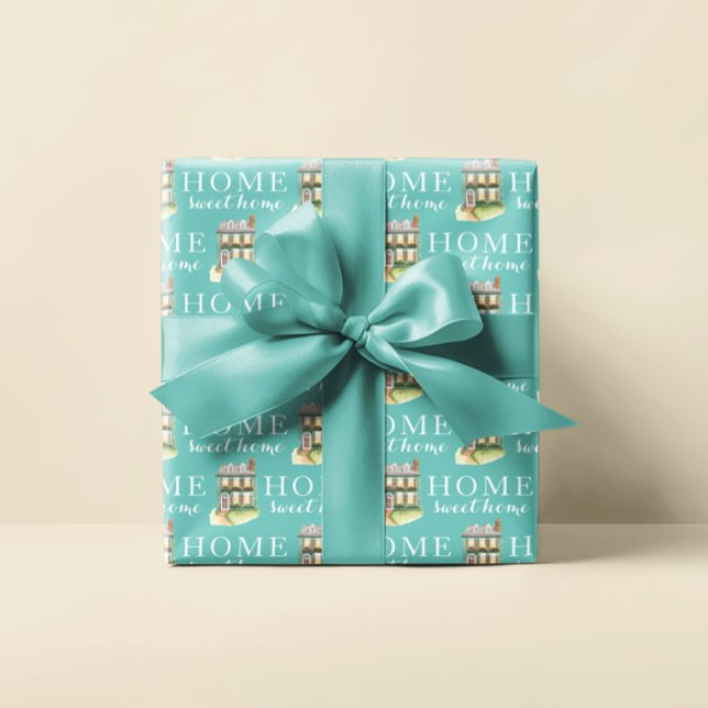 Hojas de papel de ajuste personalizadas para el ho (This, "Home sweet home" wrapping paper set would make a great housewarming gift! )