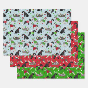 Hojas de papel de ajuste Schnauzer para navidades