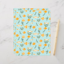 Hojas de papel de diseño de peces acuáticos