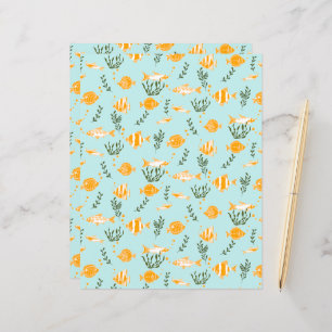 Hojas de papel de diseño de peces acuáticos