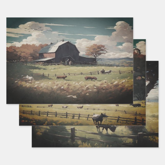 Hojas de papel de envoltura acuarela de la casa de (Set)