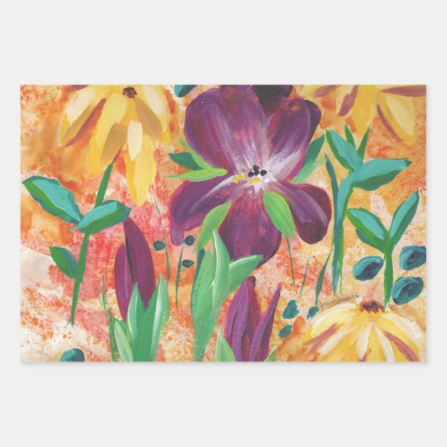 Hojas de papel de envoltura de fuego e iris (Anverso)