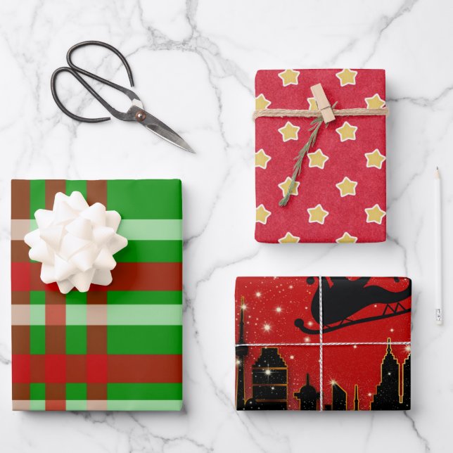 Hojas de papel de envoltura de patrones de vacacio (Anverso)