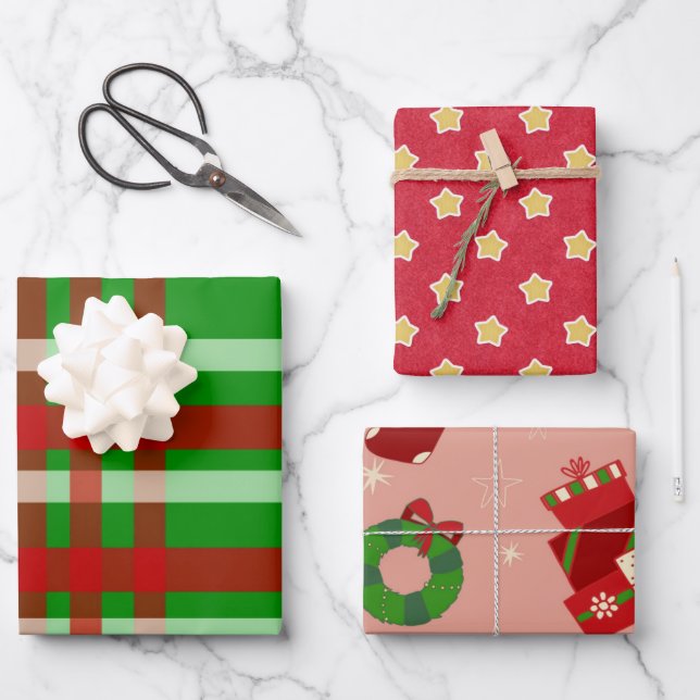 Hojas de papel de envoltura de patrones de vacacio (Anverso)