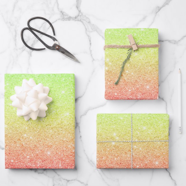 Hojas De Papel De Envoltura De Purpurina Rosa Y Li (Anverso)