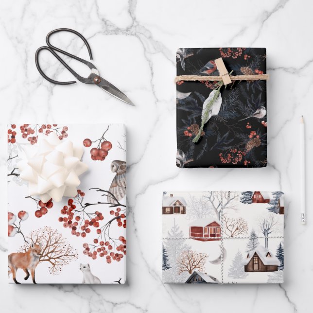 hojas de papel de envoltura de vacaciones de invie (Anverso)