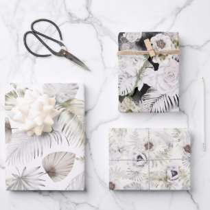 hojas de papel de envoltura floral tropical románt