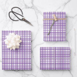 Hojas de papel de envoltura Lavender Gingham