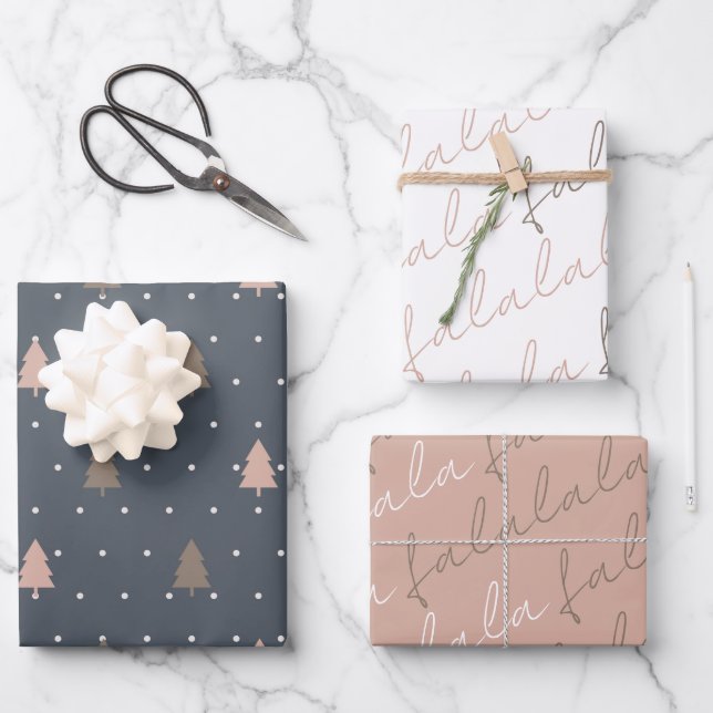Hojas de papel de envolver árboles de Navidad Boho (Anverso)
