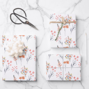 Hojas de papel de envolver botánico floral