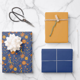 Hojas de papel de envolver con patrón celestial di