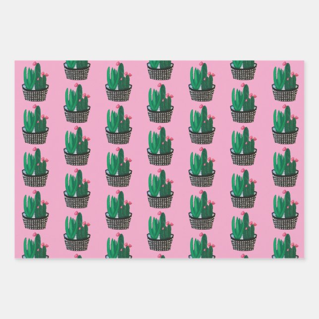 Hojas de papel de envolver de Cactus modernas (Anverso 2)