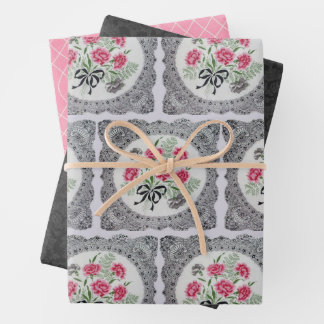Hojas de papel de envolver de caramelo floral vint