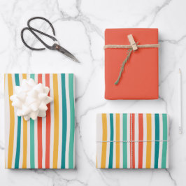 Hojas de papel de envolver de líneas de colores