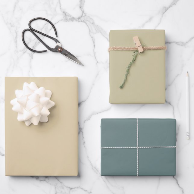 Hojas de papel de envolver de lino, menta y regalo (Anverso)