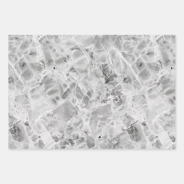 Hojas de papel de envolver de mármol opulento gris (Anverso)
