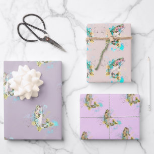 Hojas de papel de envolver púrpura con trucha arco