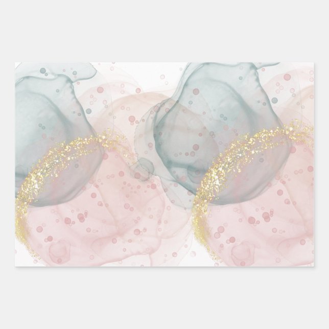 Hojas de papel de envolver verde y Rosa (Anverso)