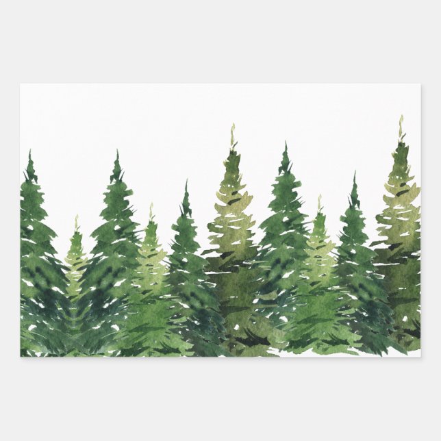 Hojas de papel de envolvimiento - Bosque de acuare (Anverso)