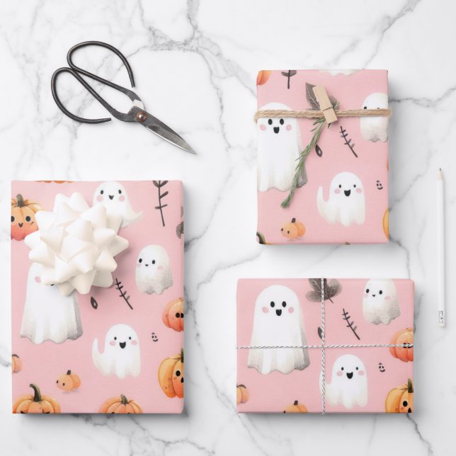 Hojas de papel de envolvimiento con ayuda rosa fan (Anverso)