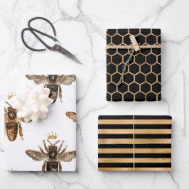 Hojas de papel de envolvimiento de abejas