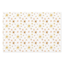 Hojas de papel de envolvimiento de arcoiris y sol