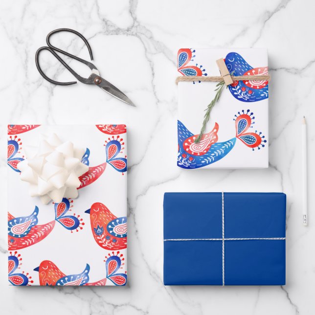 Hojas de papel de envolvimiento de arte folclórico (Anverso)