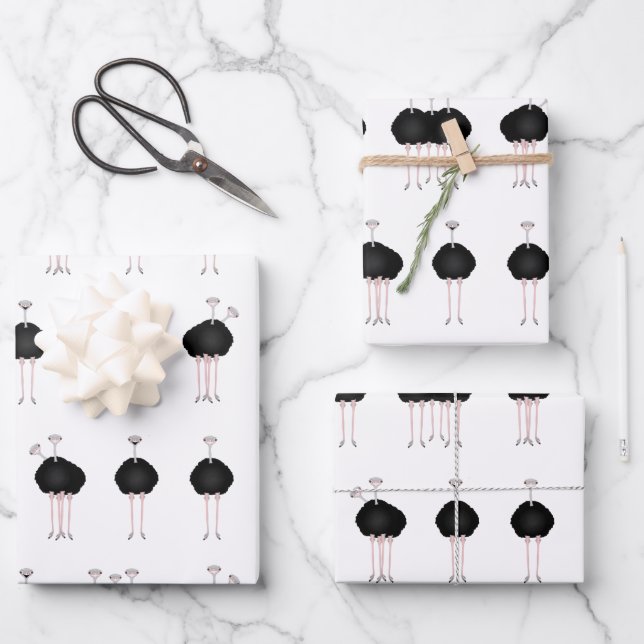 Hojas de papel de envolvimiento de avestruces (Anverso)