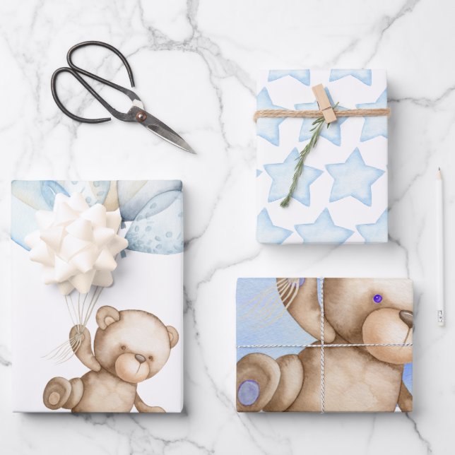 Hojas de papel de envolvimiento de Baby Shower par (Anverso)