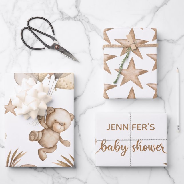 Hojas de papel de envolvimiento de Baby Shower par (Anverso)