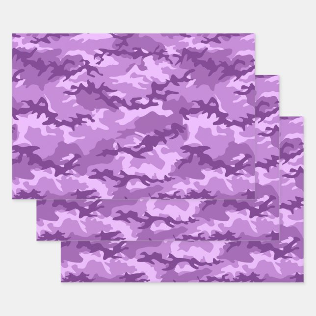 Hojas de papel de envolvimiento de camuflaje morad (Set)