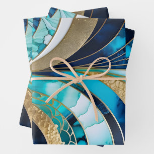 Hojas de papel de envolvimiento de color Art Déco
