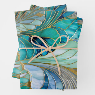 Hojas de papel de envolvimiento de color Art Déco