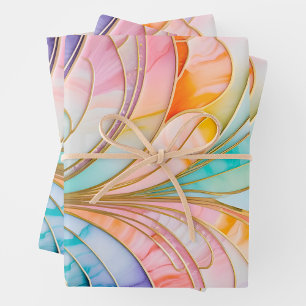 Hojas de papel de envolvimiento de color Art Déco