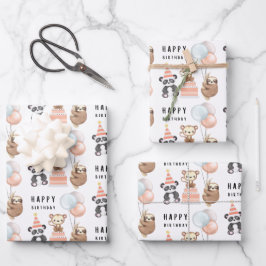 Hojas de papel de envolvimiento de cumpleaños para